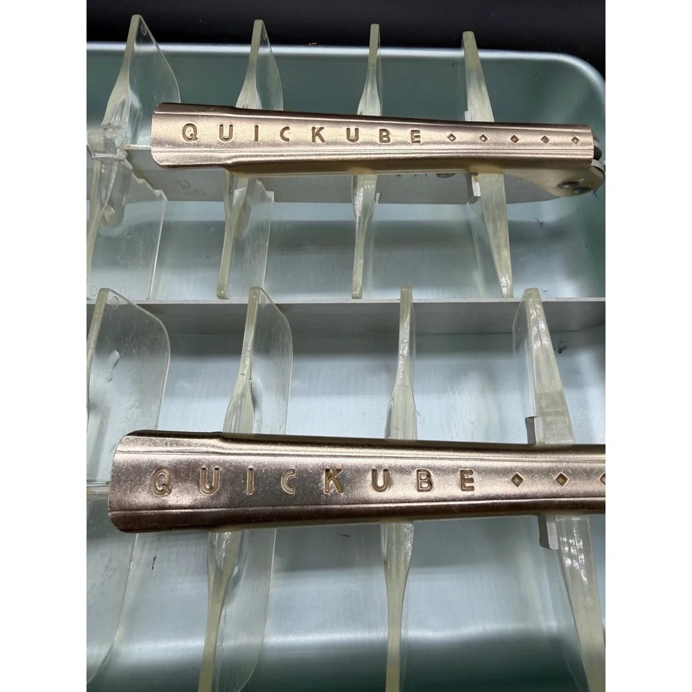 Vintage Frigidaire Quickube Aluminum Ice Cube Tray Blue Anodized Metal 2 Lever